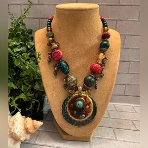 Multi media Boho necklace